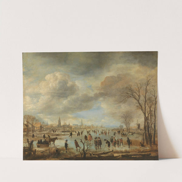 Winter Landscape near a Town with Kolf Players and Horse-Drawn Sleighs (c. 1650 - c. 1655) by Aert van der Neer
