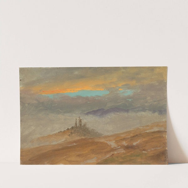 Winter landscape, view of Zuarry Hill, twilight (1850–60) by Frederic Edwin Church