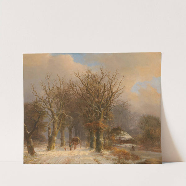 Winter Landscape with Horse and Cart by Johann Bernhard Klombeck