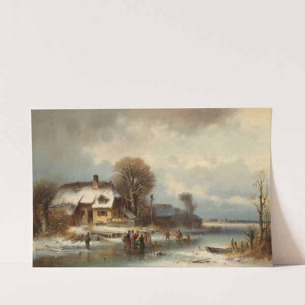 Winter Landscape With Ice Skaters by Anton Doll