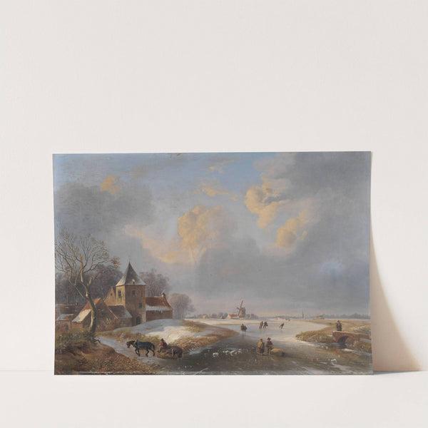 Winter Landscape with Ice Skaters by Louis Pierre Verwee