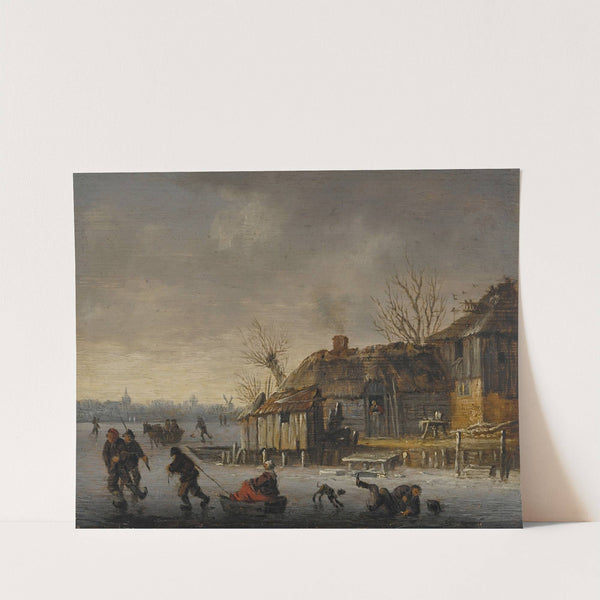 Winter landscape with skaters by Salomon van Ruysdael