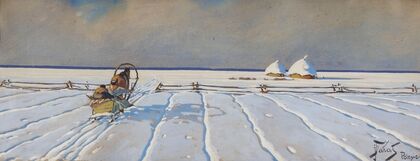 Winter landscape with sleigh (after 1910)
