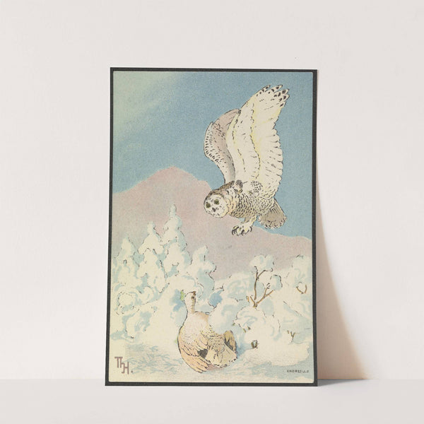 Winter motif with birds by Thorolf Holmboe