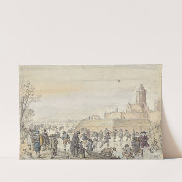 Winter Scene on the Frozen Canal near the Kalverhekkenpoort, Kampen by Hendrick Avercamp