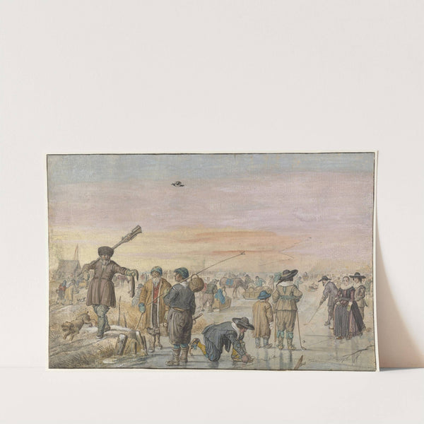 Winter Scene on the Ice, with a Hunter Showing an Otter by Hendrick Avercamp