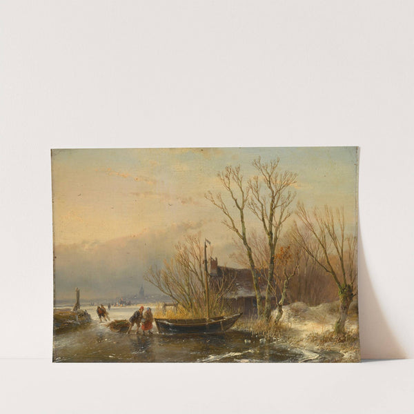 Winter Scene on the Ice with Wood Gatherers (1849) by Andreas Schelfhout