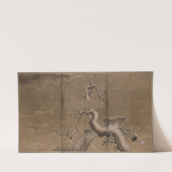 Winter Scene with Plum Trees and Pheasants (early 1600s) by Kano Naonobu
