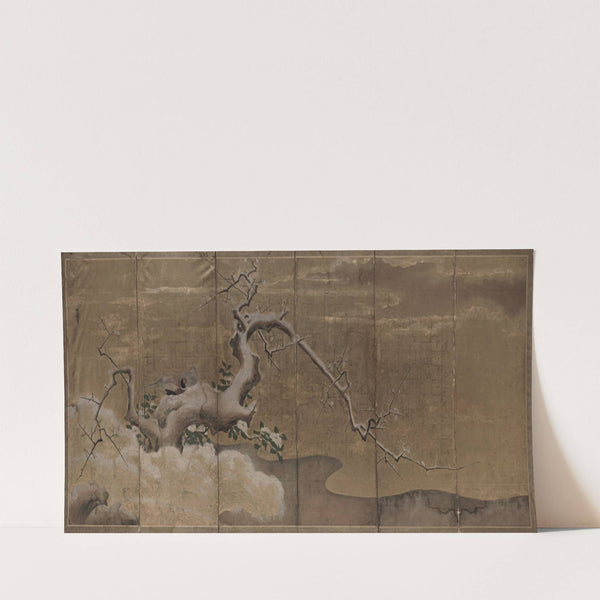 Winter Scene with Plum Trees and Pheasants (early 1600s) by Kano Naonobu