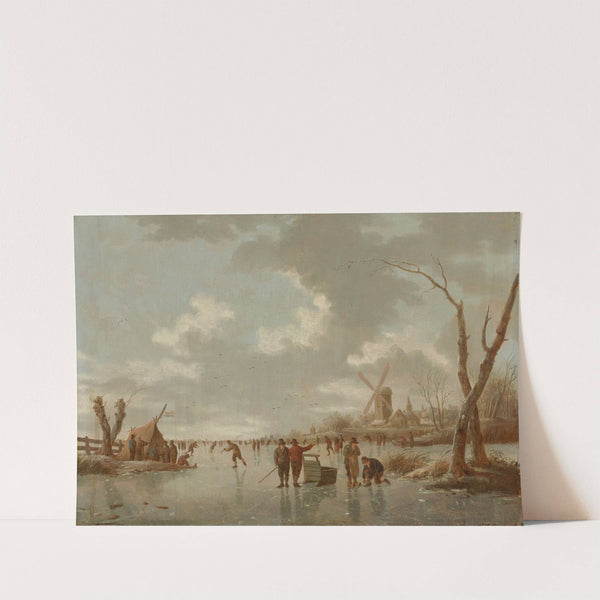 Winter Scene With Skaters On A Frozen River by Hendrik Willem Schweickhardt