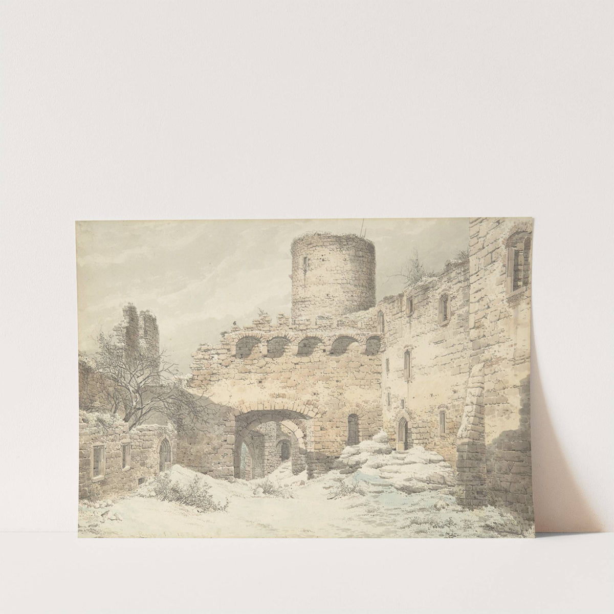 Winter View of the Courtyard of a Medieval Castle in Ruins (1832) by Carl Julius von Leypold