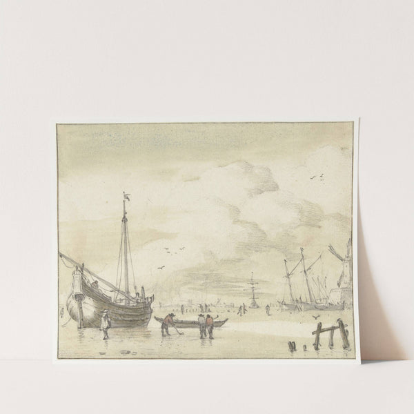 Wintergezicht, Jan van de Cappelle, 1634 - 1700 by Jan van Call the elder