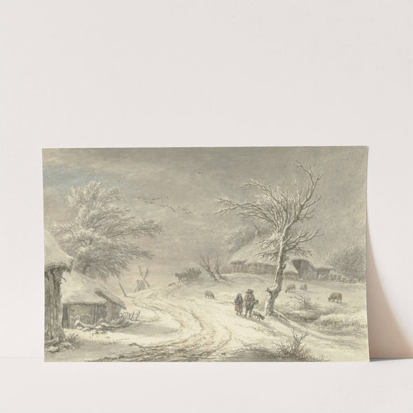 Wintergezicht te Exloo, Drenthe (1755 - 1818) by Egbert van Drielst