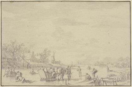 Winterlandschaft, auf dem Eis ein Schlitten