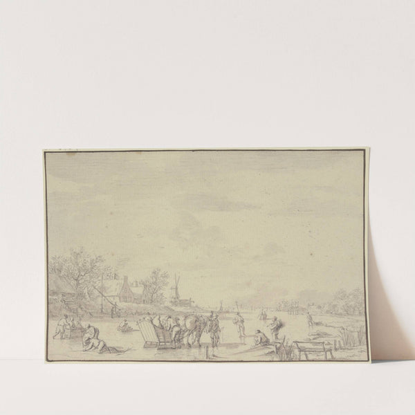 Winterlandschaft, auf dem Eis ein Schlitten by Jacob Cats