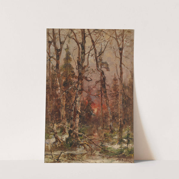 Winterlandschaft bei untergehender Sonne by Julius Sergius Klever