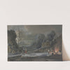 Winterlandschaft im Mondschein, rechts unterhalten Bauern ein großes Feuer by Bernhard Hendrik Thier