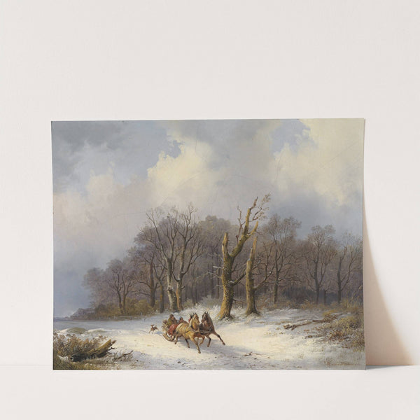 Winterlandschaft mit Pferdeschlitten by Remigius Adrianus van Haanen