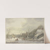Winterlandschaft mit Schlittschuhläufern auf einem Kanal by Jan Hulswit