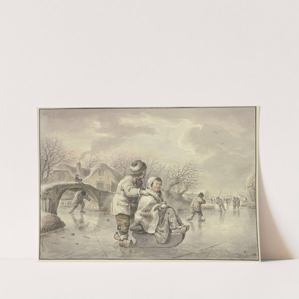 Winterlandschaft mit Schlittschuhläufern by Jacob van Strij