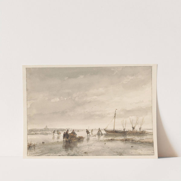 Winterlandschap met bevroren meer (1797 - 1870) by Andreas Schelfhout