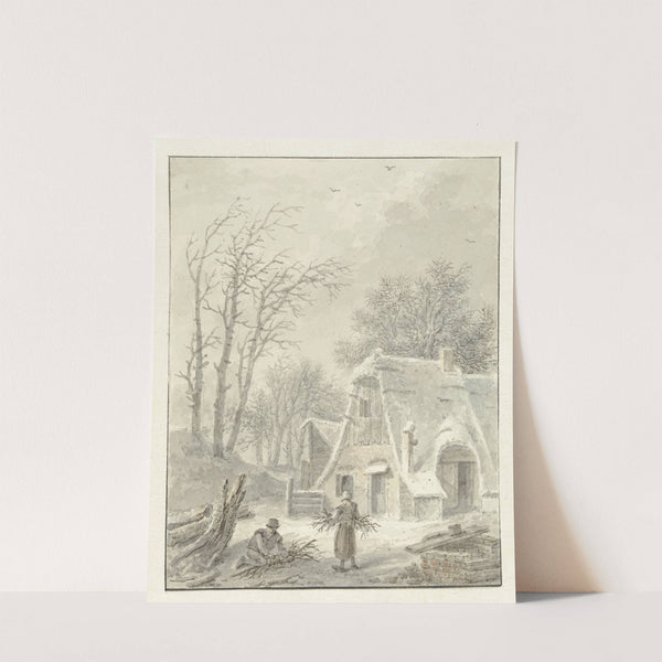 Winterlandschap met houtsprokkelaars voor boerderij by Pieter Bartholomeusz. Barbiers