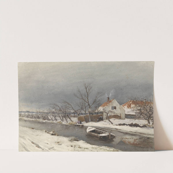 Winterlandschap met huizen aan een vaart by Louis Apol
