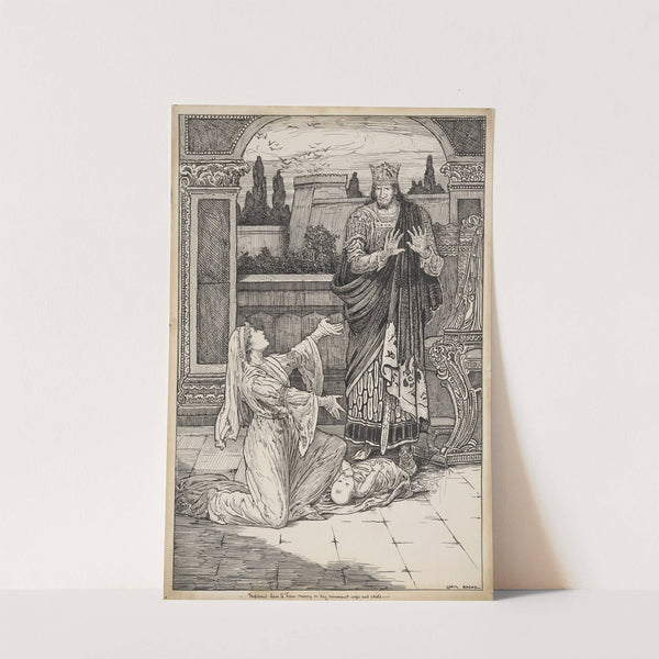 Winter’s tale, ‘Implored him to have mercy on his innocent wife and child’ (1917-1918) by Louis Rhead