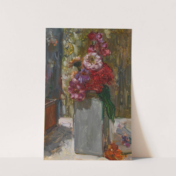 Wit Delftsche vaas met zinnia’s (1923) by Floris Verster