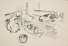 Wnętrze obory z czterema leżącymi krowami i śpiącym żołnierzem (1915-1940)