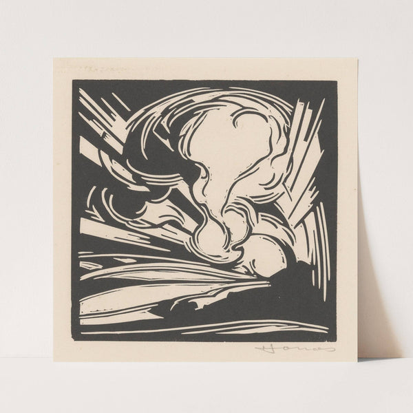 Wolken en zonnestralen boven een landschap (1921) by Henri Jonas