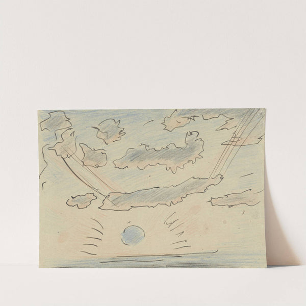 Wolkenstudie met zon (1860 - 1921) by Adolf le Comte