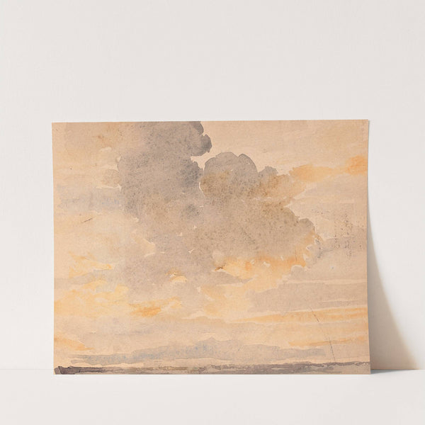 Wolkiger Abendhimmel über Hügelkette (1892) by Albert Anker