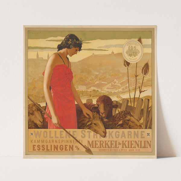 Wollene Strickgarne Kammgarnspinnerei. Merkel & Kienlin Esslingen (1895) by Max Laeuger