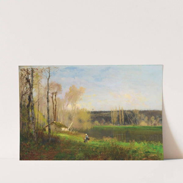 Woman and child by a pond by Federico Rossano