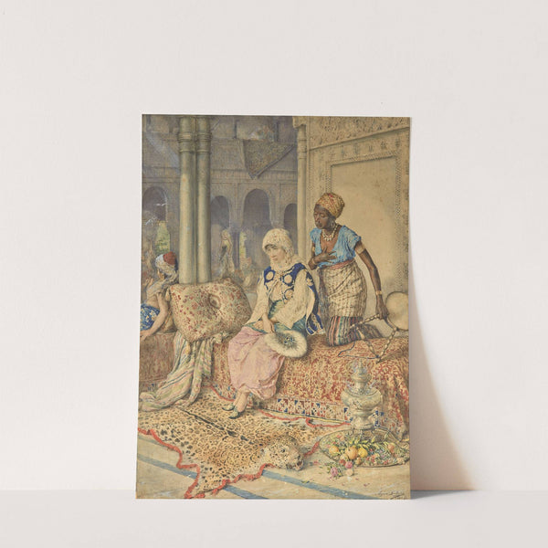 Woman and her maid in a harem by Augusto Ballerini