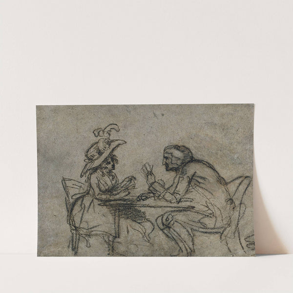 Woman and Man Playing Cards (verso) (1792) by Benjamin West