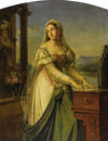 Woman At The organ Before A Statue Of The Virgin And Child