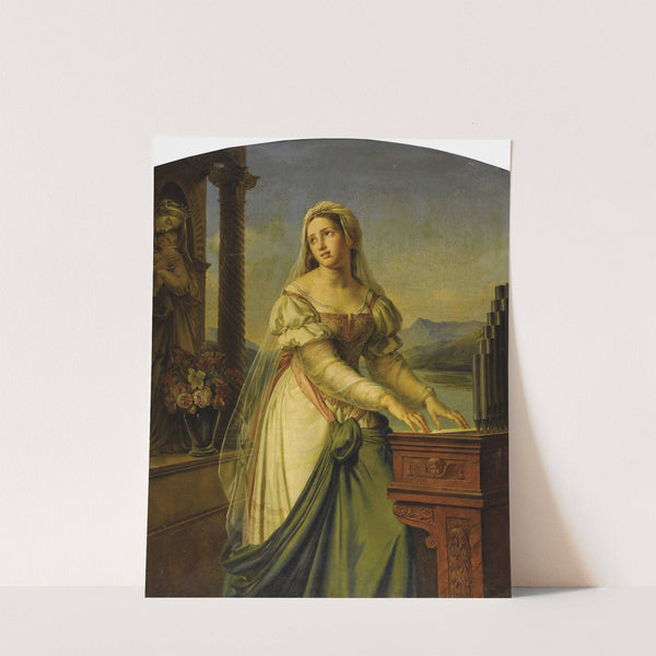 Woman At The organ Before A Statue Of The Virgin And Child by Marie-Philippe Coupin De La Couperie