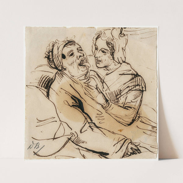 Woman attending a sick man by David Bles