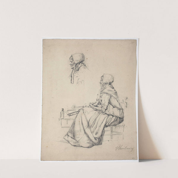 Woman baking pancakes: Head of a woman in profile by Floris Verster