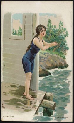 Woman bathing ; diving