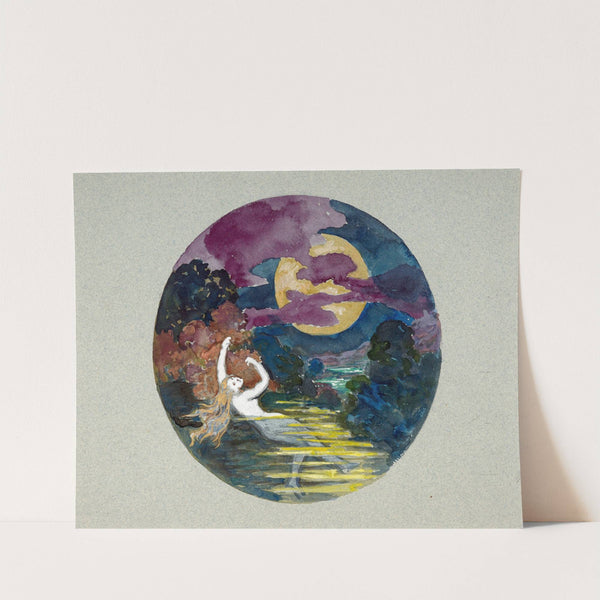 Woman bathing on the evening of a full moon by Félix Bracquemond