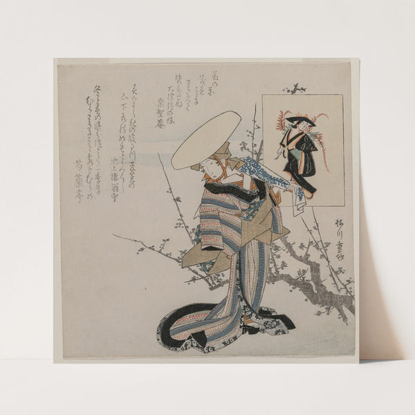 Woman by a Plum Tree Matched with the Wisteria Maiden (from a series of women compared to figures from Otsu paintings) (c. early 1830s) by Yanagawa Shigenobu