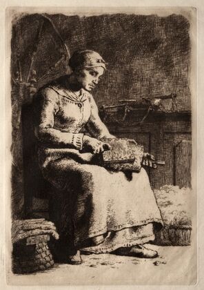 Woman Carding Wool (1856)