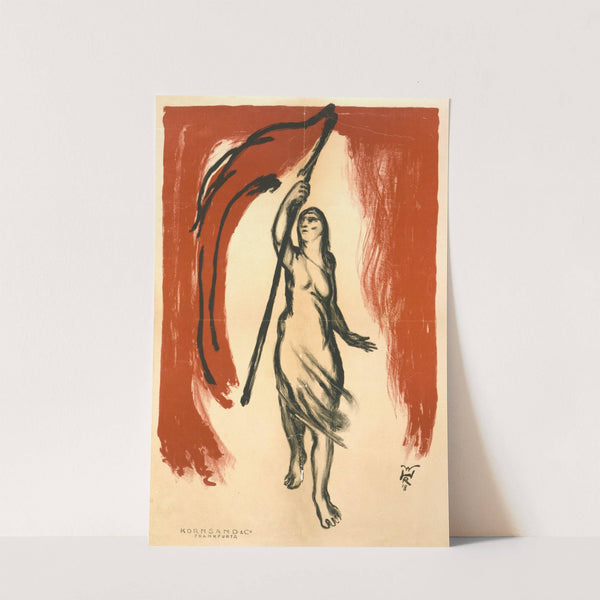 Woman carrying a red flag by Rudolf Heinisch