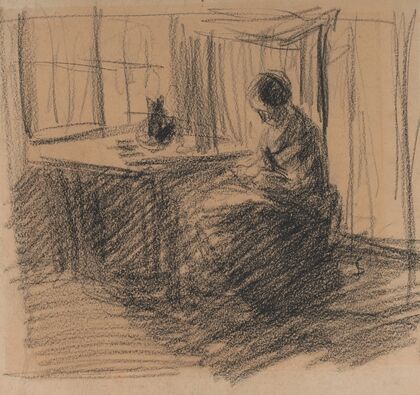 Woman Contemplating in an Interior