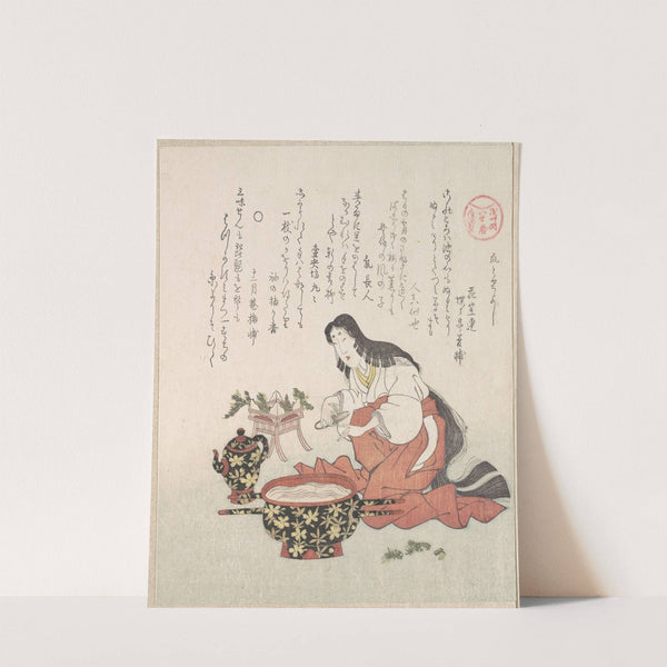 Woman Cutting Her Nails after GatHering Herbs by Kubo Shunman