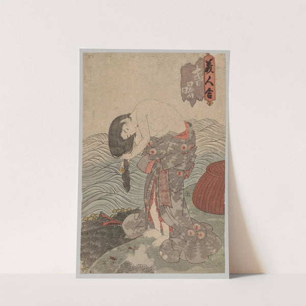 Woman Diver Combing her Hair by Utagawa Kunisada (Toyokuni III)