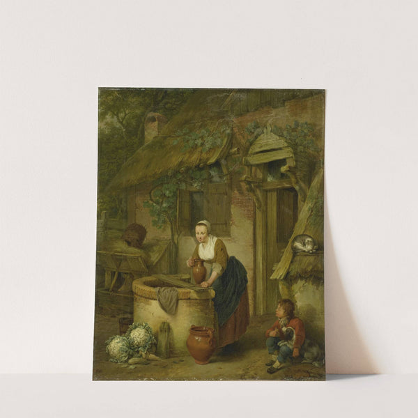 Woman Drawing Water from a Well by Jacobus Johannes Lauwers